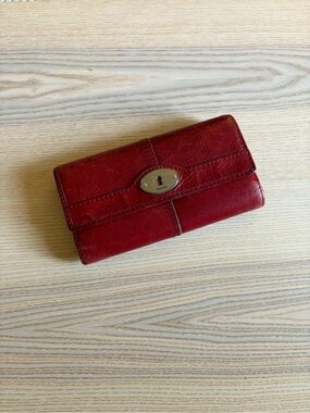 Genuine Leather Fossil Red Leather Women's Wallet- Light Wear